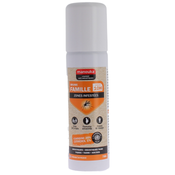 Spray anti-moustique brume famille zones infest&eacute;es Manouka - spray de 75ml