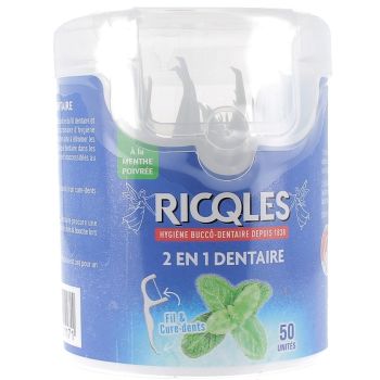 2 en 1 dentaire fil & cure-dents Ricqles - 50 unit&eacute;s