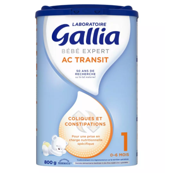 B&eacute;b&eacute; Expert AC Transit Lait en poudre 1er &acirc;ge Gallia - pot de 800g