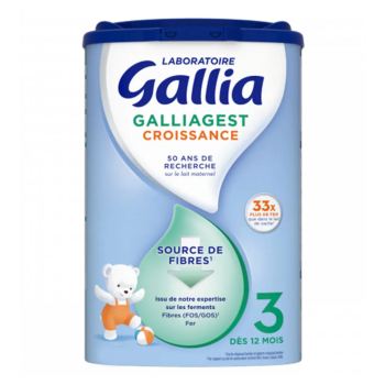 Galliagest Croissance Lait en poudre 3 d&egrave;s 12 mois Gallia - pot de 800g 