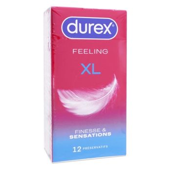 Pr&eacute;servatif feeling XL finesse et sensation Durex - boite de 12 pr&eacute;servatifs