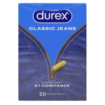Pr&eacute;servatifs classic jeans Durex - bo&icirc;te de 20 pr&eacute;servatifs