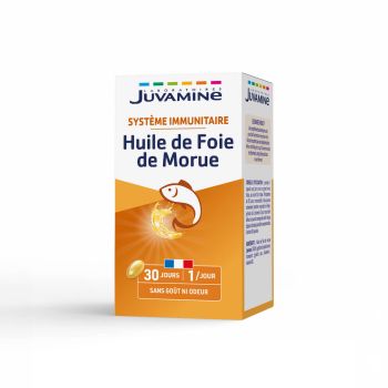 Huile de Foie de Morue D&eacute;fenses Immunitaires Juvamine - bo&icirc;te de 30 g&eacute;lules