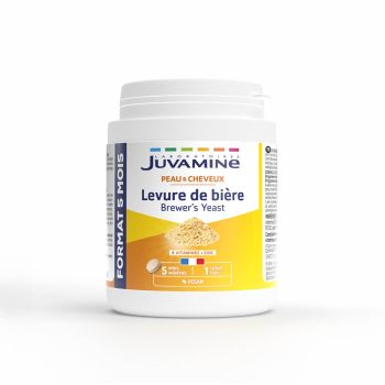 Levure de bi&egrave;re peau et cheveux Juvamine - pot de 150 comprim&eacute;s