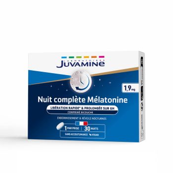 Nuit compl&egrave;te m&eacute;latonine Juvamine - boite de 30 comprim&eacute;s