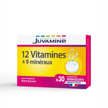 12 Vitamines & 9 Min&eacute;raux Juvamine - bo&icirc;te de 30 comprim&eacute;s effervescents