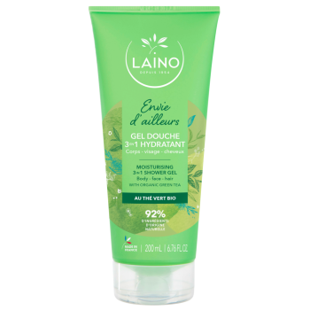 Gel douche 3 en 1 hydratant au th&eacute; vert bio Laino - tube de 200ml