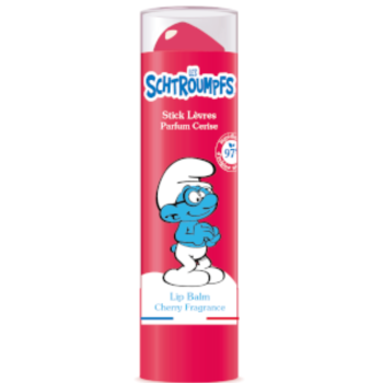 Les Schtroumpfs stick &agrave; l&egrave;vres parfum cerise Le comptoir du Bain - stick de 4g