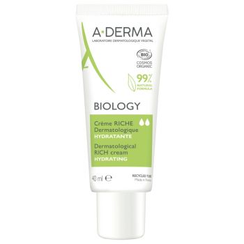 Biology Cr&egrave;me riche hydratante bio A-Derma - tube de 40ml