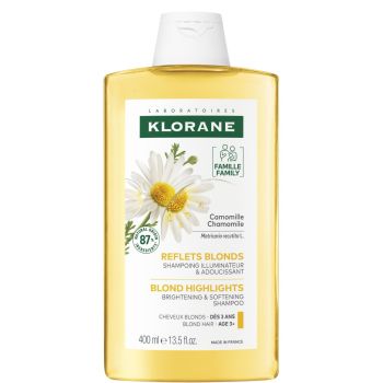 Shampooing &agrave; la camomille blondissant et illuminateur Klorane - flacon de 400 ml