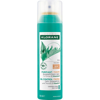 Shampooing sec &agrave; l'Ortie purifiant teint&eacute; cheveux gras bruns Klorane - spray de 150ml
