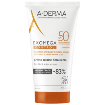 Exomega control cr&egrave;me solaire &eacute;molliente spf50+ A-Derma - tube de 150ml