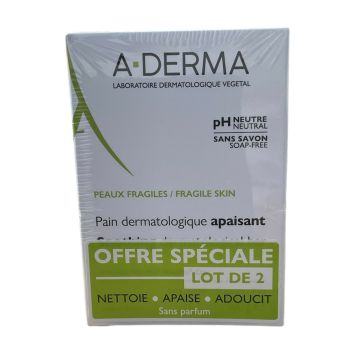 Pain dermatologique apaisant A-Derma - lot de 2 pains de 100g