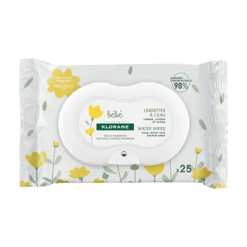 Lingettes nettoyantes &agrave; l'eau b&eacute;b&eacute; Klorane - paquet de 25 lingettes
