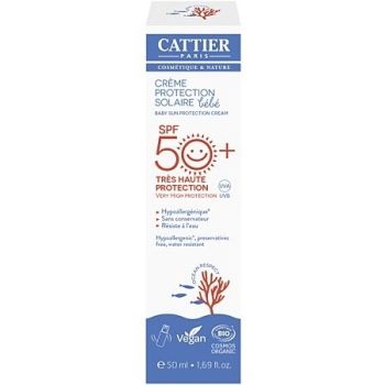 Cr&egrave;me solaire b&eacute;b&eacute; SPF50+ Cattier - flacon pompe de 50ml