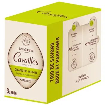Savon surgras oranger jasmin Rog&eacute; Cavaill&egrave;s - lot de 3 pains de 200g