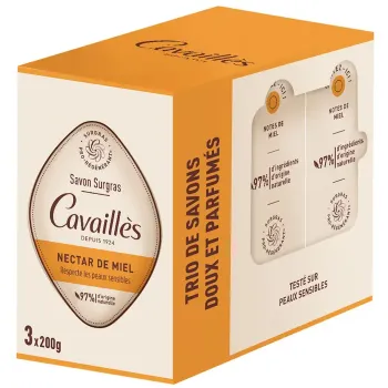 Savon surgras nectar de miel Rog&eacute; Cavaill&egrave;s - lot de 3 pain de 200g