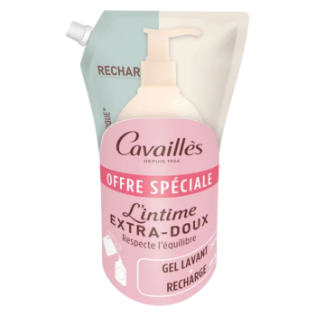 L'intime extra-doux offre sp&eacute;ciale gel lavant + recharge Rog&eacute; Cavaill&egrave;s - flacon pompe de 250ml + &eacute;co-recharge de 500ml