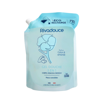 Gel douche 3 en 1 Coton & Amande &eacute;co-recharge Rivadouce - recharge de 750ml