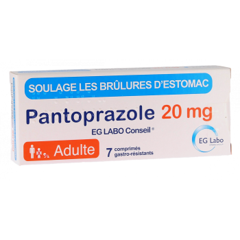Pantoprazole 20mg EG Labo Conseil - bo&icirc;te de 7 comprim&eacute;s gastro-r&eacute;sistants