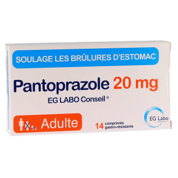 Pantoprazole 20mg EG labo - bo&icirc;te de 14 comprim&eacute;s gastro-r&eacute;sistants