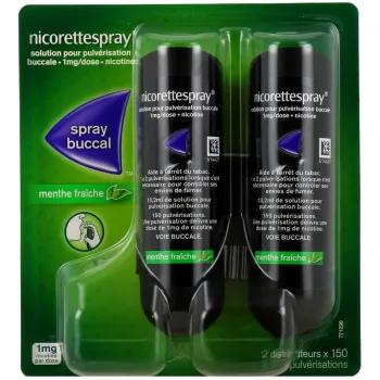 Nicorettespray 1mg/dose, solution pour pulv&eacute;risation buccale menthe fra&icirc;che - 2 sprays
