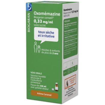 Oxom&eacute;mazine 0,33mg/ml sans sucre Biogaran - flacon de 150ml