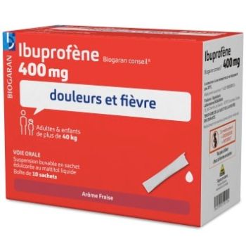 Ibuprof&egrave;ne 400mg suspension buvable Biogaran - bo&icirc;te de 10 sachets