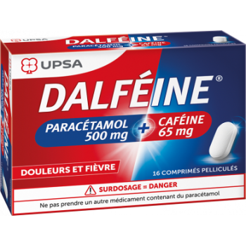 Dalf&eacute;ine parac&eacute;tamol 500mg/caf&eacute;ine 65mg - bo&icirc;te de 16 comprim&eacute;s pellicul&eacute;s