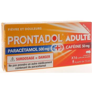 Prontadol adulte 500 mg/50mg - bo&icirc;te de 16 comprim&eacute;s pellicul&eacute; s&eacute;cable
