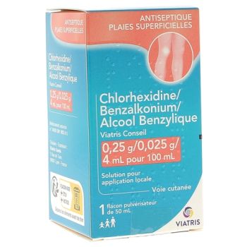 Chlorexidine/Benzalkonium/Alcool Benzylique Viatris - bo&icirc;te de 100 ml