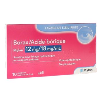 Borax/Acide borique Viatris solution pour lavage ophtalmique - bo&icirc;te de 10 unidoses de 5ml