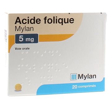 Acide Folique 5mg Viatris - bo&icirc;te de 20 comprim&eacute;s