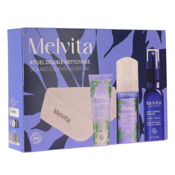 Rituel double nettoyage bouquet floral d&eacute;tox bio Melvita - coffret de 4 produits 