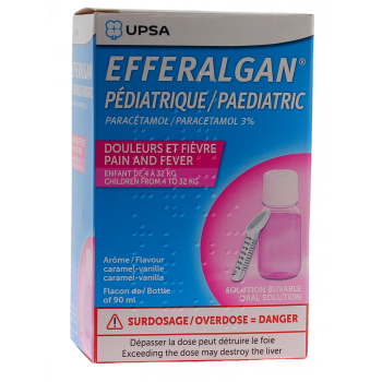 Efferalgan 3% p&eacute;diatrique ar&ocirc;me caramel/vanille - flacon de 90ml