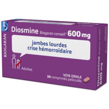 Diosmine Biogaran 600mg - bo&icirc;te de 30 comprim&eacute;s pellicul&eacute;s