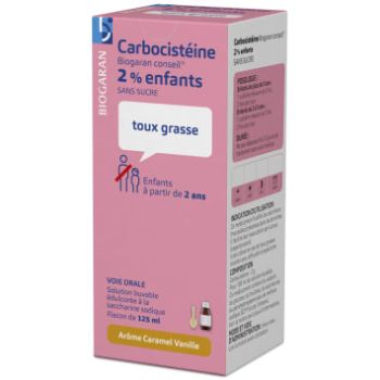 Carbocist&eacute;ine Biogaran 2% enfants sans sucre - flacon de 125ml