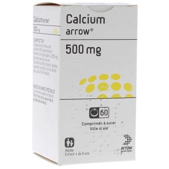 Calcium 500 mg Arrow - bo&icirc;te de 60 comprim&eacute;s &agrave; sucer