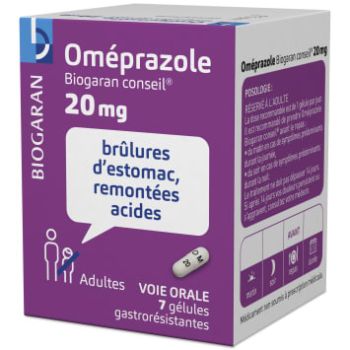 Om&eacute;prazole 20mg g&eacute;lule gastror&eacute;sistante Biogaran - boite de 7 g&eacute;lules