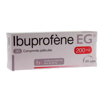 Ibuprof&egrave;ne EG 200mg - bo&icirc;te de 30 comprim&eacute;s pellicul&eacute;s