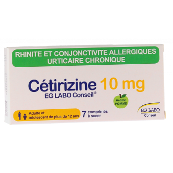 C&eacute;tirizine EG 10mg EG Labo - bo&icirc;te de 7 comprim&eacute;s &agrave; sucer