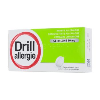 Drill Allergie C&eacute;tirizine 10mg - 7 comprim&eacute;s &agrave; sucer