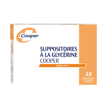 Suppositoires &agrave; la glyc&eacute;rine adulte Cooper - boite de 25 suppositoires