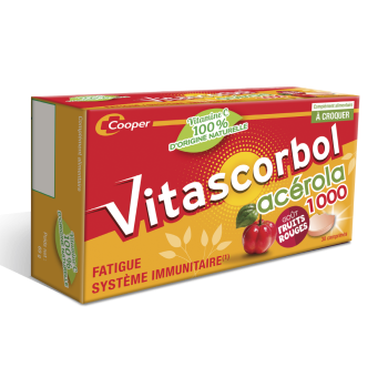 Vitascorbol Ac&eacute;rola 1000 go&ucirc;t fruits rouges - boite de 30 comprim&eacute;s &agrave; croquer