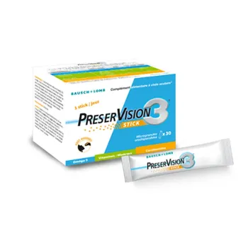 PreserVision 3 compl&eacute;ment alimentaire &agrave; vis&eacute;e oculaire Bausch Lomb - boite de 30 sticks 