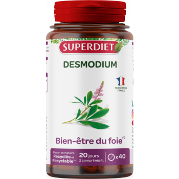 Desmodium bien-&ecirc;tre du foie Super Diet - boite de 40 comprim&eacute;s
