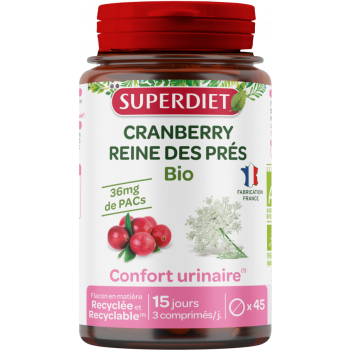 Cranberry reine des pr&eacute;s bio Superdiet - boite de 45 comprim&eacute;s