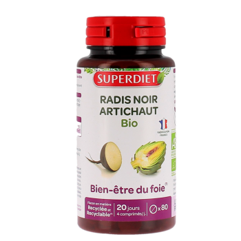Radis noir et artichaut Bio Super Diet - pot de 80 comprim&eacute;s