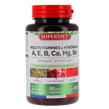 Complexe multivitamines et min&eacute;raux Super Diet - pot de 150 g&eacute;lules
