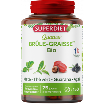 Quatuor Br&ucirc;le-graisse bio Super Diet - pot de 150 comprim&eacute;s